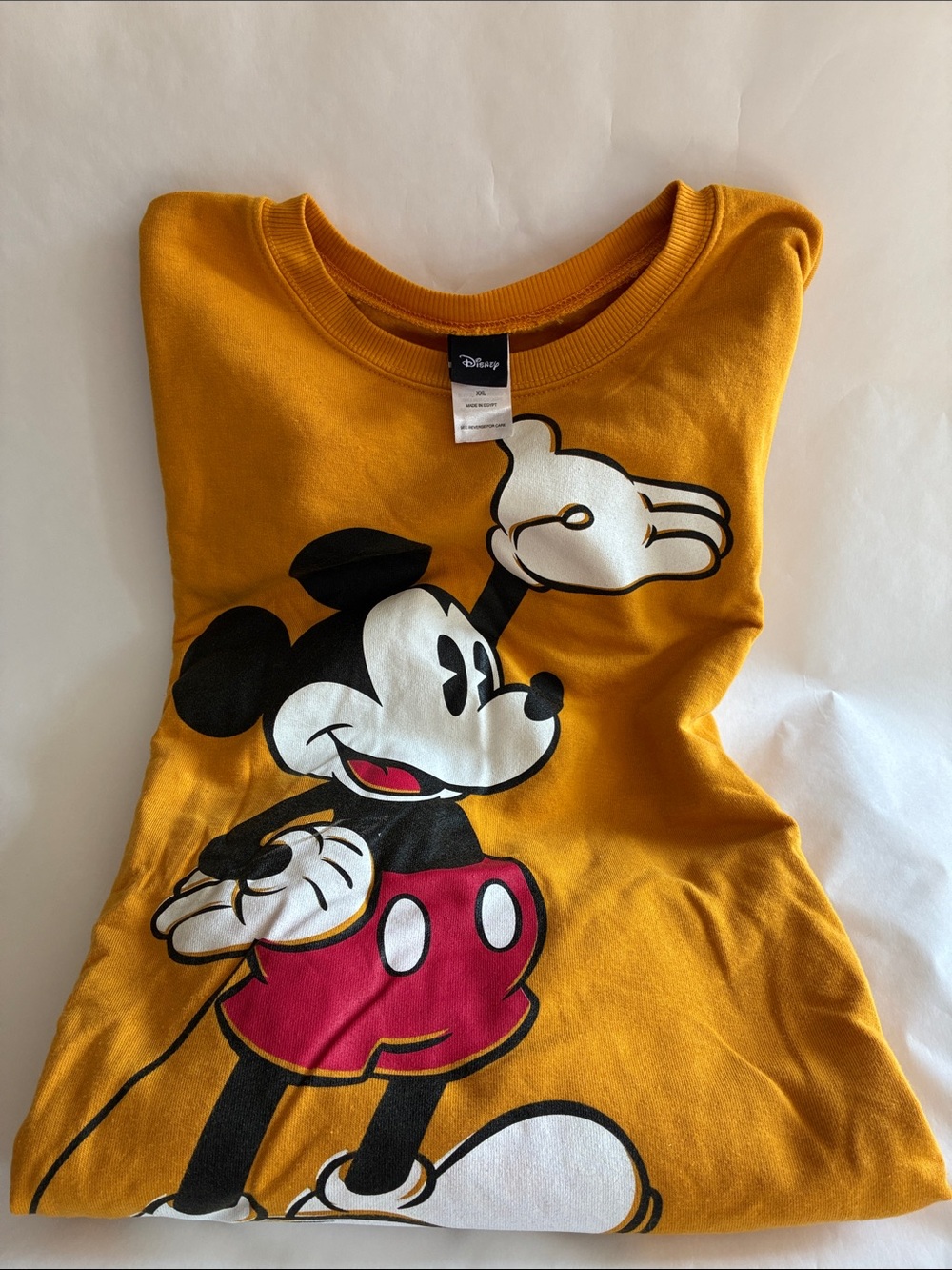 Disney Mickey Mouse Oversized Graphic Sweatshirt Mustard Yellow XXL
